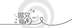 Qr code line icon. Scan barcode sign. Continuous line with curl. Vector