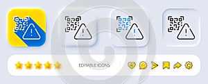 Qr code line icon. Scan barcode sign. Neumorphic buttons. Vector