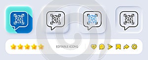 Qr code line icon. Scan barcode sign. Neumorphic buttons. Vector