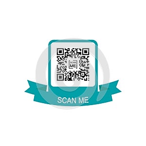 QR Code for Mobile App, Payment and Phone. Scan me. Green Frame with QR Code Icon. Vector illustration