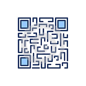 Qr code payment scanning symbol isolated with maze. Vector illustration of editable stroke linear icon for web, ui