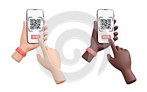 QR code reading 3d render illustration