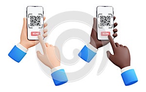 QR code reading 3d render illustration