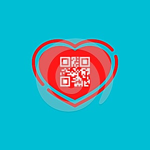 QR code in red heart