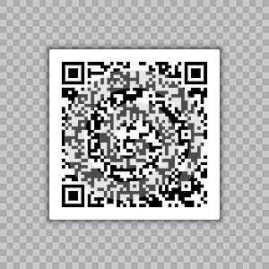 QR code sample for smartphone scanning. Isolated on tranparent background.