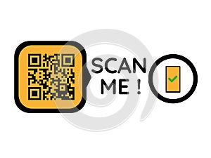 QR code scan icon set. Scan me frame. QR code scan for smartphone. QR code for mobile app, payment and identification.