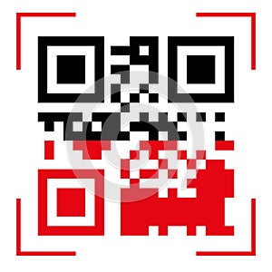 Qr code scan icons. Use the Qr button with the red line scan icon template. Vector QR code sample for smartphone scan. The program