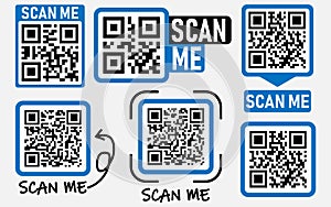 QR code scan for smartphone. Qr code frame. Template scan me Qr code for smartphone. Vector illustration