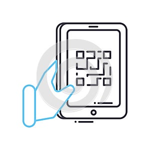 qr code scanner line icon, outline symbol, vector illustration, concept sign