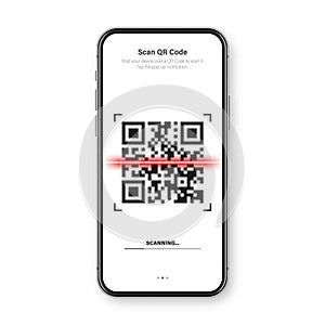 QR code scanner, reader app for smartphone. Identification tracking code. Serial number, product ID with digital