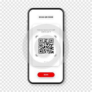QR code scanner, reader app for smartphone. Identification tracking code. Serial number, product ID with digital