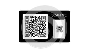 QR code, scanner with smartphone icon for web or appstore design black symbol isolated on white background. Vector EPS 10
