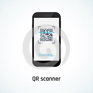 QR code scanning with a mobile phone. Vector illustration