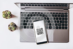 QR code scanning payment and online shopping concept.