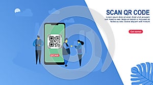 QR code scanning vector illustration concept.