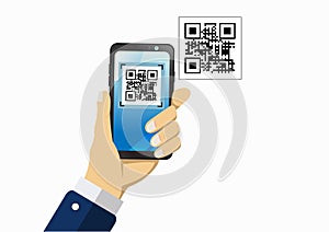 QR code scanning and verification. Hand using mobile smartphone scan QR code