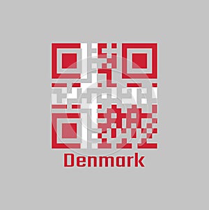QR code set the color of Denmark flag. it is red with a white Scandinavian cross that extends to the edges of the flag photo