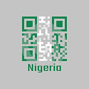QR code set the color of Nigeria flag. A vertical bicolor triband of green, white and green photo