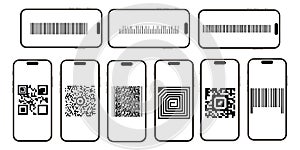 QR code set. Scan qr code icon. Template scan me Qr code for smartphone. QR code for mobile app, payment and phone.