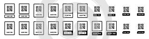 Qr code set. Template of frames for QR code with text - scan me. Vector illustration