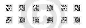 Qr code set. Template of frames for QR code with text - scan me. Vector illustration