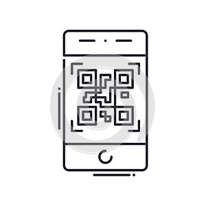 Qr code smartphone icon, linear isolated illustration, thin line vector, web design sign, outline concept symbol with