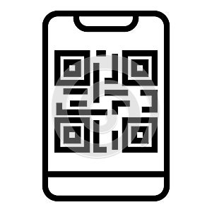 QR code on the smartphone icon, outline style
