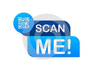 QR code for smartphone. Inscription scan me with smartphone icon. Qr code for payment. Vector illustration