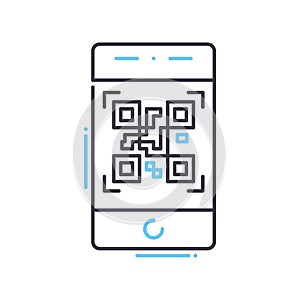 qr code smartphone line icon, outline symbol, vector illustration, concept sign