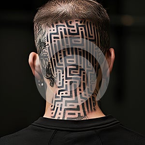QR Code Tattoo on the Back of a Tattooed Man