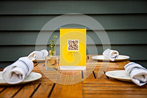 QR code used for safely viewing menu at a restaurant