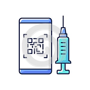 QR code for vaccination RGB color icon