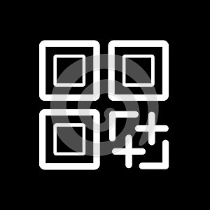 QR code vector icon. Black and white qr code illustration. Outline linear icon.