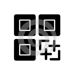 QR code vector icon. Black and white qr code illustration. Solid linear icon.