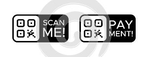 QR code vector icon set. Scan Me symbol. Template payment for smartphone