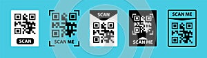 QR code vector set. QR code scan for phone. QR code for mobile app,