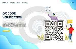 QR code verification vector website landing page design template