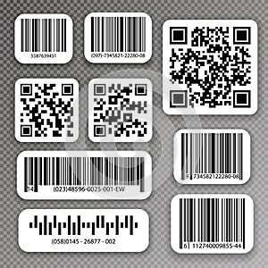 QR codes and barcode labels.