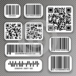 QR codes and barcode labels.
