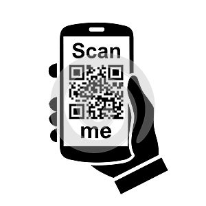 QR - Quick Response Code, Inscription scan me, Qr code for smartphone, payment, mobile app scan - stock vector