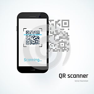 QR scanner. Mobile scans QR code. Vector illustration photo