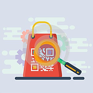 Shopping scan qr code concept vector illustration