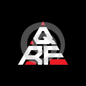 QRF triangle letter logo design with triangle shape. QRF triangle logo design monogram. QRF triangle vector logo template with red