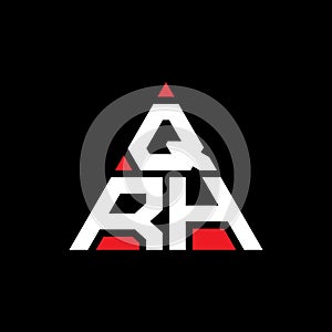 QRF triangle letter logo design with triangle shape. QRF triangle logo design monogram. QRF triangle vector logo template with red
