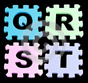 QRST Alphabet learning blocks isolated Black