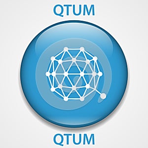 QTUM cryptocurrency blockchain icon. Virtual electronic, internet money or cryptocoin symbol, logo