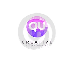 QU initial logo With Colorful Circle template vector