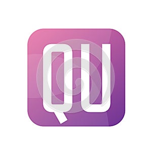 QU Letter Logo Design With Simple style