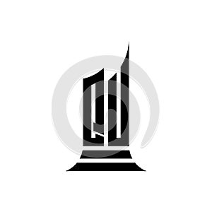 QU Logo Monogram Building Shape Style