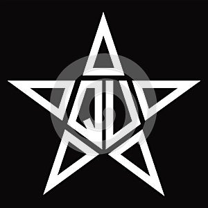 QU Logo monogram with star shape design template